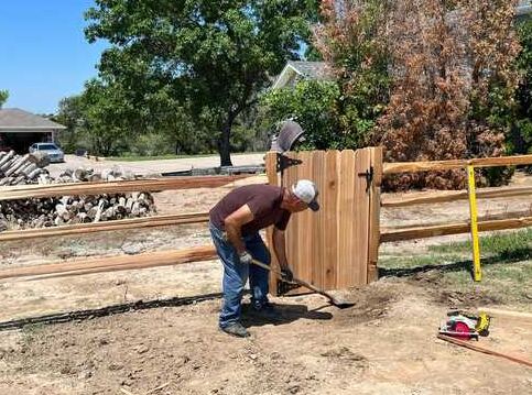Cedar gate and split-rail build