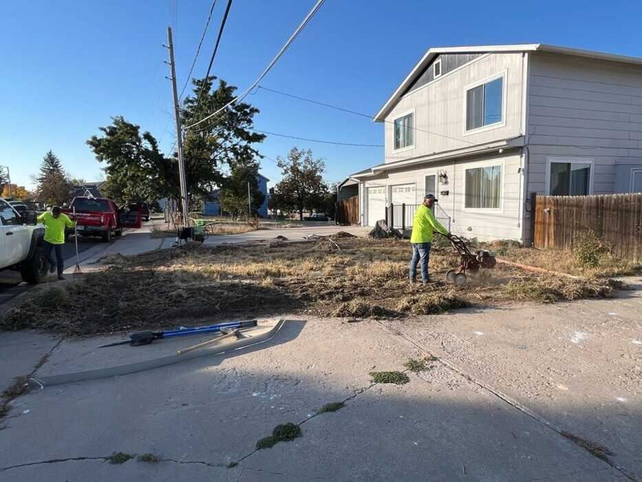 Lawn site prep with crew